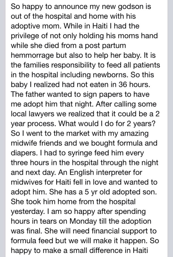 Tiffany Vossoughi, Babymoon RN, shares one of her stories from last week in Haiti
